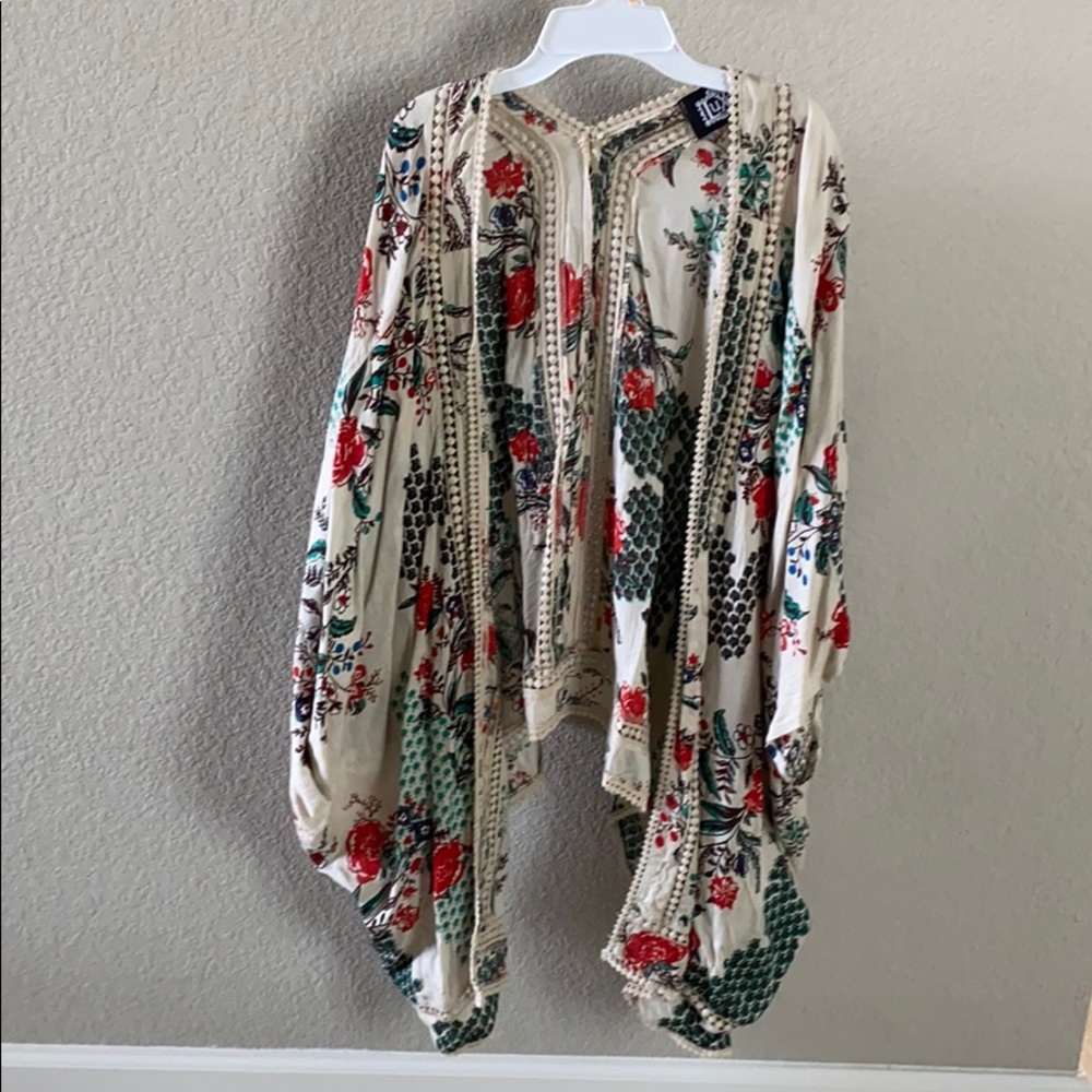 Boho open front poncho